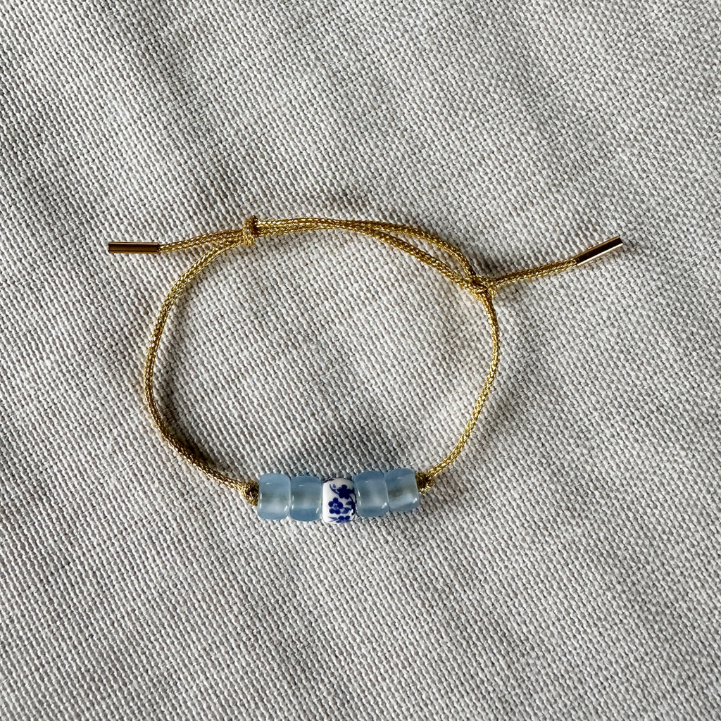 Little Blue Beaded Bracelet - Gold