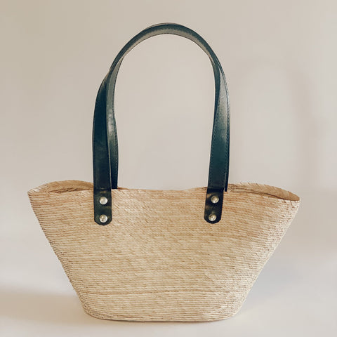 Joséphine Mini Crossbody Straw Bag with Natural Leather Closure and Handle